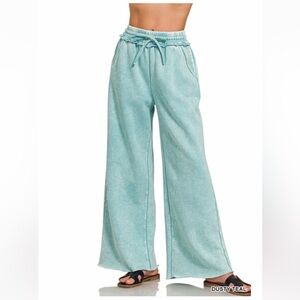 Zenana Outfitters Teal Wide-Leg Trousers